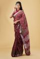 Linen Cotton Saree with Beautiful Silver Zari Border - KC180171