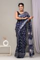 Linen Cotton Saree with Beautiful Silver Zari Border - KC180184