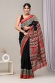 Linen Cotton Saree with Beautiful Silver Zari Border - KC180186