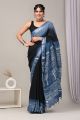 Linen Cotton Saree with Beautiful Silver Zari Border - KC180195