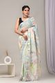 Linen Cotton Saree with Beautiful Silver Zari Border - KC180200