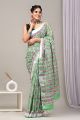 Linen Cotton Saree with Beautiful Silver Zari Border - KC180203