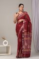 Linen Cotton Saree with Beautiful Silver Zari Border - KC180210