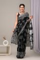 Linen Cotton Saree with Beautiful Silver Zari Border - KC180215