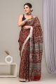 Linen Cotton Saree with Beautiful Silver Zari Border - KC180223