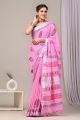 Linen Cotton Saree with Beautiful Silver Zari Border - KC180229