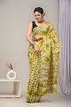 Linen Cotton Saree with Beautiful Silver Zari Border - KC180242