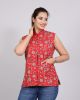 KC190027 - Red Printed Cotton Quilted Reversible Jacket for Ladies