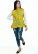KC190036 - Printed Cotton Quilted Reversible Jacket for Ladies (Yellow)