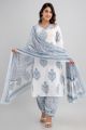 Beautiful Cotton Printed Embroidery Work Kurti Pant with Malmal Dupatta - KC201457