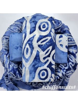 Premium Quality Hand Block Printed Cotton Dress Material with Chiffon Dupatta - KC011144