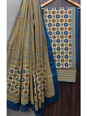 Premium Quality Hand Block Printed Cotton Dress Material with Cotton Dupatta - KC021396