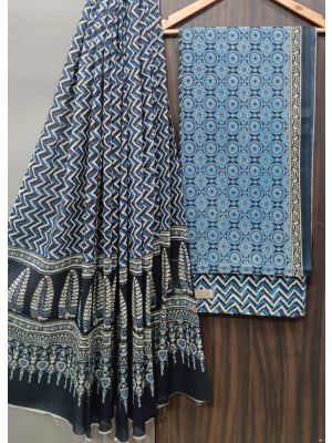 Premium Quality Hand Block Printed Cotton Dress Material with Cotton Dupatta - KC021420
