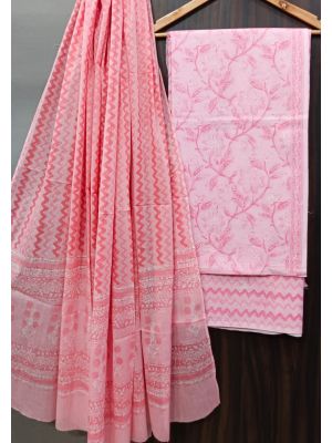 Premium Quality Hand Block Printed Cotton Dress Material with Cotton Dupatta - KC021429
