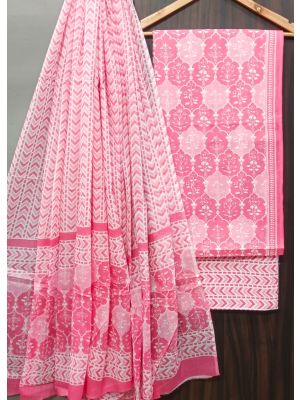 Premium Quality Hand Block Printed Cotton Dress Material with Cotton Dupatta - KC021434