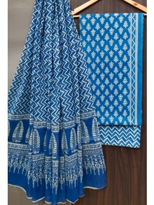 Premium Quality Hand Block Printed Cotton Dress Material with Cotton Dupatta - KC021444
