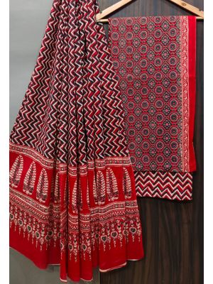Premium Quality Hand Block Printed Cotton Dress Material with Cotton Dupatta - KC021455