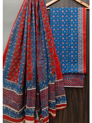 Premium Quality Hand Block Printed Cotton Dress Material with Cotton Dupatta - KC021462