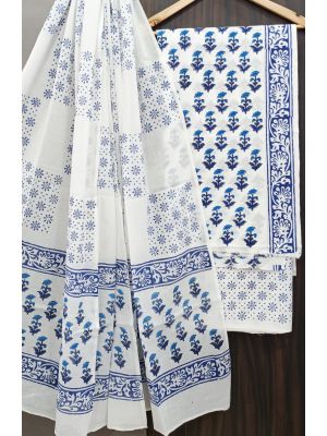 Premium Quality Hand Block Printed Cotton Dress Material with Cotton Dupatta - KC021470