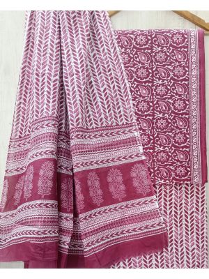 Jaipuri Print Pure Cotton Dress Material with Malmal Cotton Dupatta - KC021611