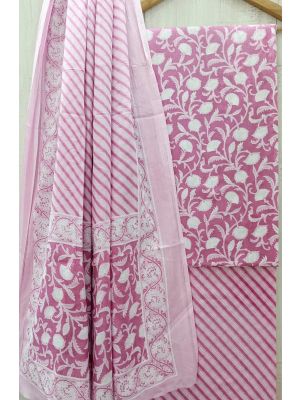 Jaipuri Print Pure Cotton Dress Material with Malmal Cotton Dupatta - KC021612