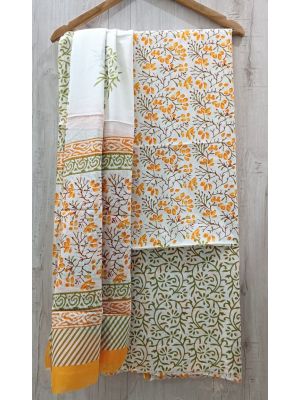 Jaipuri Print Pure Cotton Dress Material with Malmal Cotton Dupatta - KC021617