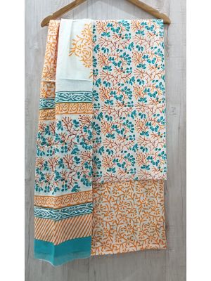 Jaipuri Print Pure Cotton Dress Material with Malmal Cotton Dupatta - KC021619