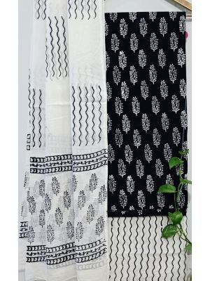 Jaipuri Print Pure Cotton Dress Material with Malmal Cotton Dupatta - KC021621