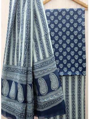 Jaipuri Print Pure Cotton Dress Material with Malmal Cotton Dupatta - KC021630