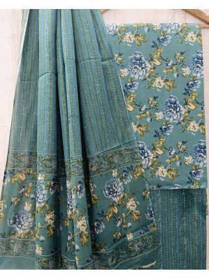 Jaipuri Print Pure Cotton Dress Material with Malmal Cotton Dupatta - KC021632