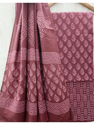 Jaipuri Print Pure Cotton Dress Material with Malmal Cotton Dupatta - KC021634