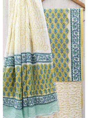 Jaipuri Print Pure Cotton Dress Material with Malmal Cotton Dupatta - KC021655