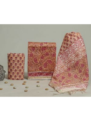 Premium Quality Hand Block Printed Chanderi Silk Suit -KC040712