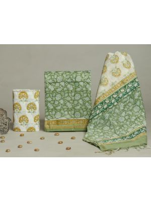 Premium Quality Hand Block Printed Chanderi Silk Suit -KC040754