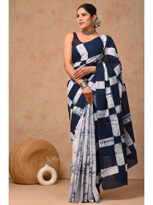 Beautiful Hand Block Printed Malmal Cotton Saree - KC100594