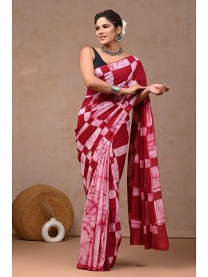 Beautiful Hand Block Printed Malmal Cotton Saree - KC100613