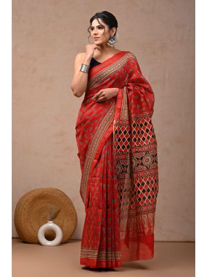 Beautiful Hand Block Printed Chanderi Sarees - KC120527