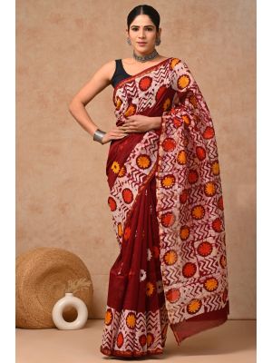 Beautiful Hand Block Printed Chanderi Sarees - KC120532