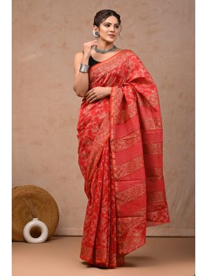 Beautiful Hand Block Printed Chanderi Sarees - KC120545