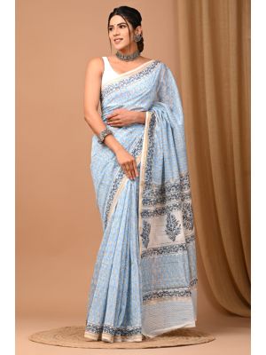 Beautiful Hand Block Printed Chanderi Sarees - KC120548