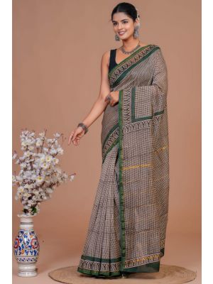 Beautiful Hand Block Printed Chanderi Silk Sarees - KC120567