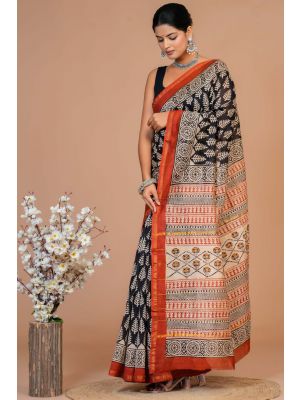 Beautiful Hand Block Printed Chanderi Silk Sarees - KC120570