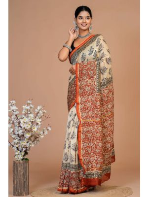 Beautiful Hand Block Printed Chanderi Silk Sarees - KC120575