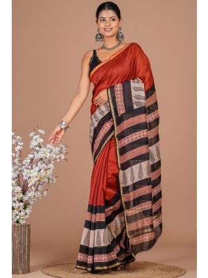 Beautiful Hand Block Printed Chanderi Silk Sarees - KC120578