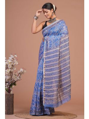 Beautiful Hand Block Printed Chanderi Silk Sarees - KC120585