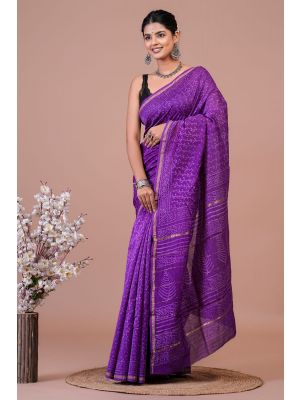 Beautiful Hand Block Printed Chanderi Silk Sarees - KC120592