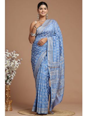 Beautiful Hand Block Printed Chanderi Silk Sarees - KC120593