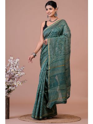 Beautiful Hand Block Printed Chanderi Silk Sarees - KC120595