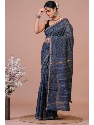 Beautiful Hand Block Printed Chanderi Silk Sarees - KC120596