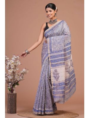 Beautiful Hand Block Printed Chanderi Silk Sarees - KC120598